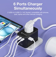 Chargeur mural GaN à charge rapide Type-C Wontravel 75W, 5 ports, adaptateur de voyage CE/FCC pour prises EU/UK/US/AU