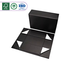 Boîte cadeau à fermeture magnétique noire Hong Sheng, boîte à rabat magnétique pliable, boîte d'emballage en carton rigide