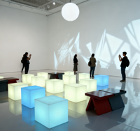 Table Basse Moderne COOLQING, Tabouret Cube avec Éclairage LED RGB à Changement de Couleur pour Cuisine, Salle à Manger, Bar - Résistant à l'Eau