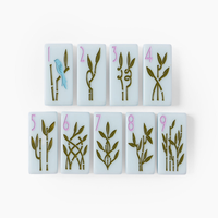 Jeu de tuiles de mahjong américain en acrylique à quatre couches, motif feuilles botaniques vintage, œuvre d'art personnalisée pour les cadeaux en gros et les détaillants de jeux
