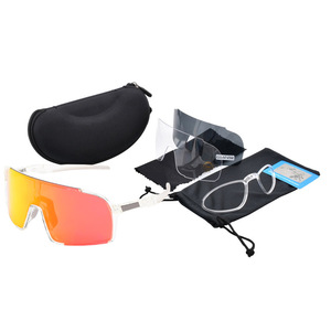 Lunettes de cyclisme avec monture Tr90, verres en polycarbonate, verres remplaçables, protection UV, sports de plein air, lunettes sphériques à monture intégrale pour hommes - Product Image 1