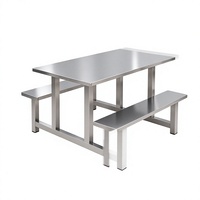 Ensemble table et bancs en acier inoxydable, ensemble de salle à manger intégré pour cantine commerciale, table robuste pour restaurant scolaire et salle à manger