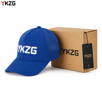 Casquette de baseball personnalisée avec logo brodé 3D, perforations découpées au laser, performance sportive, luxe, respirante, vente en gros