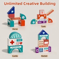 Jouets de construction unisexes pour enfants 1:8, 57 pièces, blocs de construction en bois DIY, piste urbaine, forme de ville, jeu éducatif d'empilage, cadeau