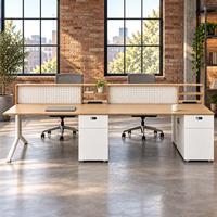 Bureau de coworking 4 places, poste de travail partagé avec cloison et armoire de rangement pour centres d'affaires et espaces de travail d'équipe