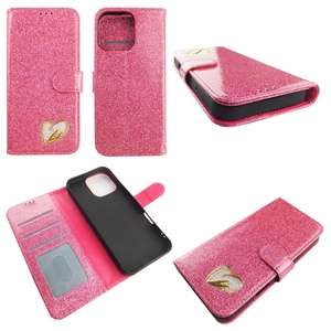 Custodia a Portafoglio Rosa <span class=keywords><strong>con</strong></span> Luci Lampeggianti per Donna, in Pelle PU, <span class=keywords><strong>con</strong></span> Motivo a Cuore e Slot per Carte, per <span class=keywords><strong>iPhone</strong></span> 16 - Product Image 1