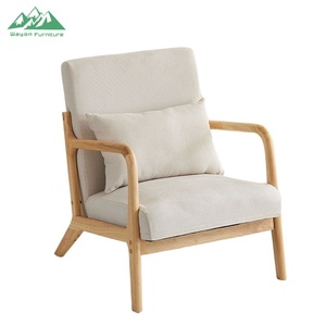 <span class=keywords><strong>Fauteuil</strong></span> à bras en bois massif de chêne Wayon, tissu en lin vert <span class=keywords><strong>sauge</strong></span>, canapé simple pour la maison ou le bureau - Product Image 3