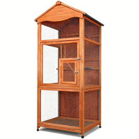 Grande volière de luxe moderne en bois massif avec cage à oiseaux en grillage métallique coupe-vent pour extérieur toutes saisons, petites maisons, abri de cage
