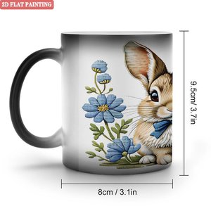 Heat Changing <b>Ceramic</b> <b>Cup</b> 11oz Frosted Black Sublimation Blank Coffee Mug Holiday Gift - Product Image 1