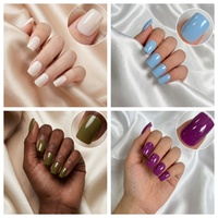 Ongles press-on brillants couleur unie pour tous les tons de peau, ongles courts carrés, qualité salon, réutilisables, marque privée, vente en gros