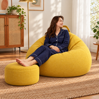 Ensemble pouf et repose-pieds en EPP, en coton et lin, non compressible, siège portable pour appartement, home cinéma, lecture