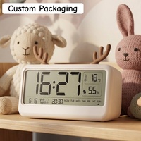 Horloge de table numérique à écran LCD rectangulaire, horloge visuelle numérique avec hygromètre, horloge de chambre d'étudiant, réveil, fabrication directe