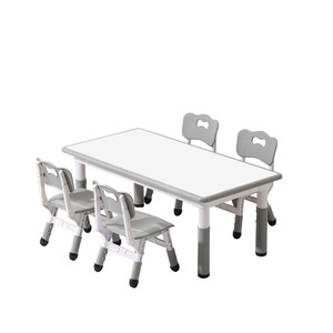 Children's Table And Chair Set 120x60cm Adjustable Plastic Kindergarten <b>Study</b> <b>Desk</b> With Chair Minimalist Style - Product Image 2