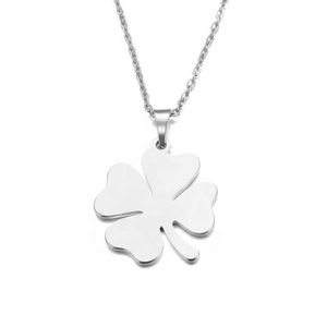 Minimalist Delicate Women Jewelry Blank 4 <strong>Leaf</strong> <strong>Clover</strong> Pendant Stainless Steel Four <strong>Leaf</strong> <strong>Clover</strong> <strong>Necklace</strong> for DIY Laser Engraved - Product Image 2