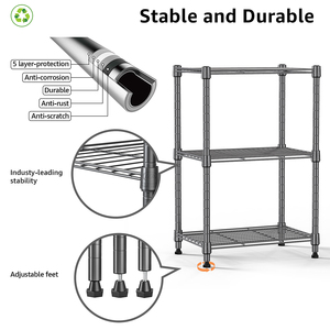 MZG Wholesale Steel Storage Shelving 3-Tier Utility Shelving <b>Unit</b> Organizer Wire Rack for Home, Kitchen, Office - Product Image 3