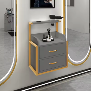 QUMENG Meubles de salon modernes dorés à fixation murale, stations de coiffure avec armoire de rangement pour outils pour salon de coiffure - Product Image 6