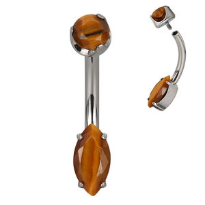 GZN Wholesale Titanium 4 Prong Set Marquise Natural Stone Earring <strong>Belly</strong> <strong>Button</strong> Navel <strong>Ring</strong> - Product Image 4