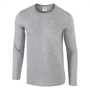 Custom Logo Printing 180gsm Long Sleeve O Neck Cotton T Shirt For Men Clothing Round Neck Shirts