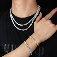 Bijoux fins hommes femmes 2mm-5mm collier Mossanite en argent sterling 925 cultivé en laboratoire VVS Moissanite diamant Tennis Bracelet chaîne