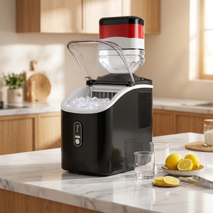 Máquina de Hielo Eléctrica, Máquina de Cubitos de Hielo, Tanque de Agua de 2.2L, Capacidad Diaria de 10-20kg, Control por Botón, Uso Doméstico - Product Image 1