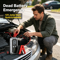 Nouvelles outrements automobiles pour véhicules : Démarreur de secours pour voiture avec compresseur d'air 12V 7200mAh (1800mAh*4)