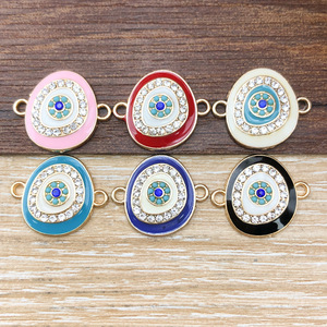 Pendentif œil porte-bonheur ovale en zircone cubique, accessoire de bijouterie DIY pour projets créatifs - Product Image 1