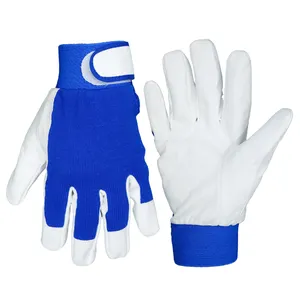 Vente en gros de gants de sécurité industrielle respirants en cuir blanc Protection légère des mains