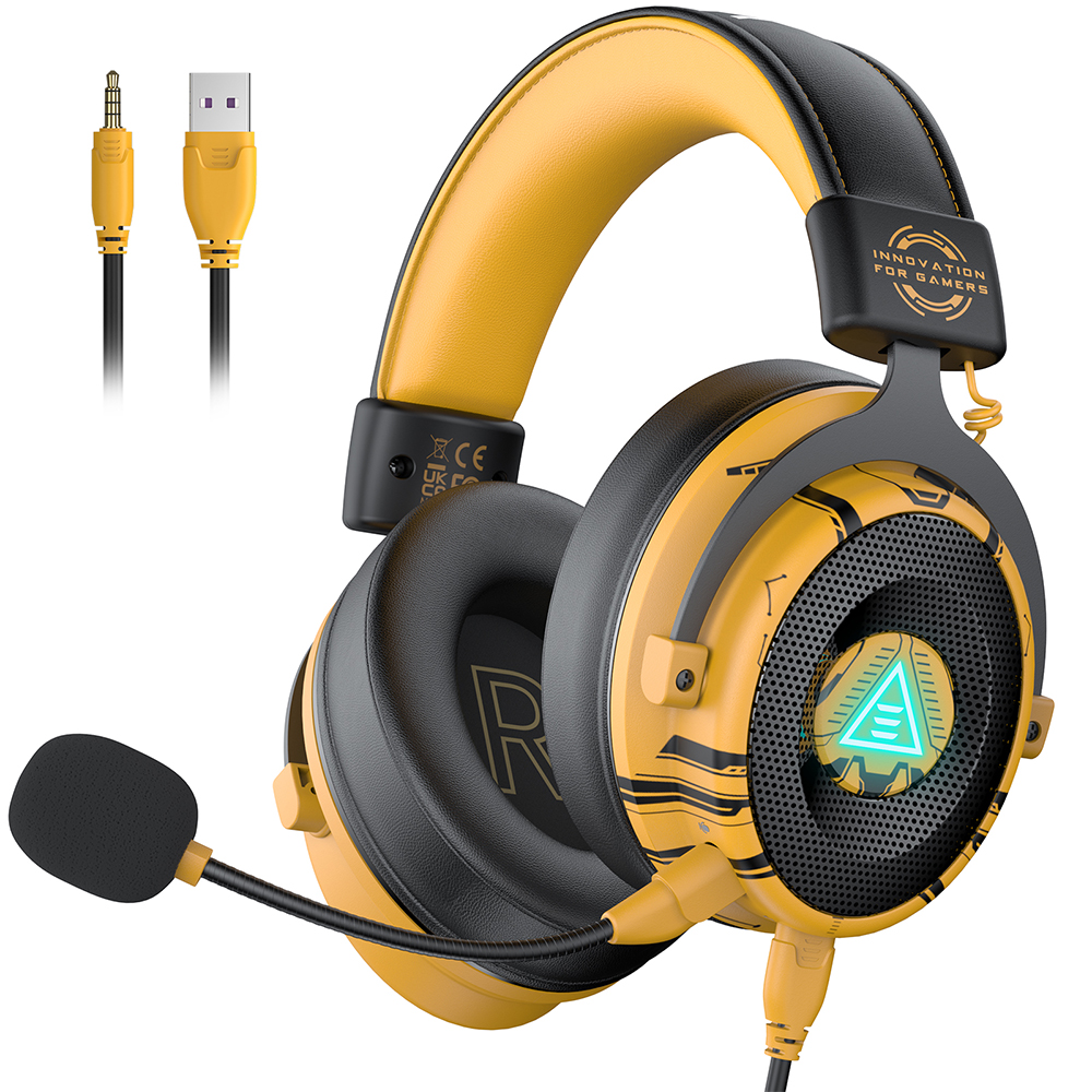 E900 Pro Gele Gaming Bedrade Headset Met Enc Met 7.1 Geluidskwaliteit Bedrade Draadloze Gaming Headset