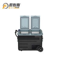 Refrigerador de coche portátil de 50L 12V/24V WG55 WEG55 240V -20 ℃ Compresor de nevera de coche de Control Dual de zona dual R134a con rueda de batería