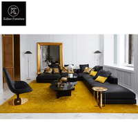 Italien Versaces maison nouveau canapé ensemble meubles Villa salon moderne luxe en cuir à grande échelle en forme de U coin sectionnel canapé