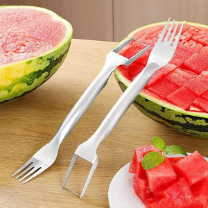 2 In1 <b>Watermelon</b> Fork <b>Slicer</b> Professional <b>Watermelon</b> <b>Slicer</b> Cutter Knife Stainless Steel Fruit Forks <b>Slicer</b> for <b>Watermelon</b> Cubes - Product Image 4