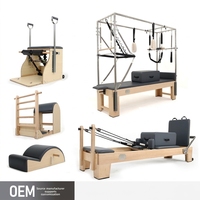 Lit de Pilates pliable en alliage d'aluminium et chêne, équipement compact de yoga et de mise en forme, ensemble d'entraînement Pilates avec Reformer