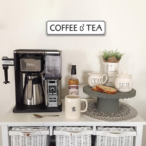 Panneau métallique long simple avec bordure blanche <span class=keywords><strong>et</strong></span> noire, texte café <span class=keywords><strong>et</strong></span> thé, décoration murale pour cuisine <span class=keywords><strong>et</strong></span> café - Product Image 5