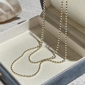 Collier double flash contrasté en argent pur S925, style vintage, design simple et tendance, collier superposé fin - Product Image 4