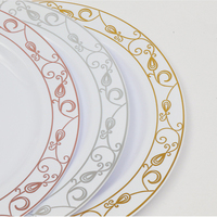 Assiettes en plastique pour mariage et fête de 10,25 pouces, design personnalisé à motif floral, assiettes de présentation en plastique