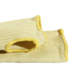 Manchons de protection anti-coupure jaunes en tissu aramide tricoté avec trou pour le pouce, résistants à la chaleur et anti-coupure - Product Image 5