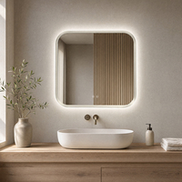 Miroir de salle de bain carré intelligent LED haute définition moderne, rétroéclairé, sans cuivre, argenté, pour salon, appartement, villa