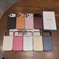 Coque de téléphone en métal antidérapante à motif quadrillé pour iPhone 18 Pro Max 17 16 15 14 13, applicable en transfrontière