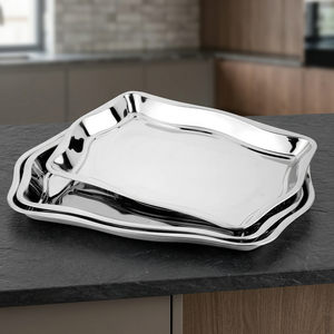 Polished Metal <b>Serving</b> <b>Tray</b> Solid Pattern Elegant Finish Residential Use Dishwasher Safe Food Contact Safe - Product Image 6