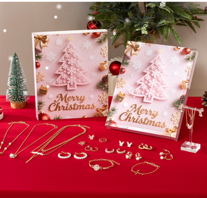 Coffret cadeau de bijoux de Noël pour femmes, calendrier de l'avent 24 <span class=keywords><strong>jours</strong></span>, collier surprise, boucles d'oreilles, coffret surprise Saint-Valentin - Product Image 1