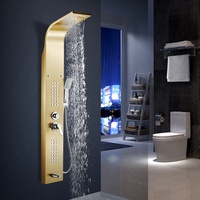 Colonne de douche murale en acier inoxydable 304 nickel doré brossé avec jets cascade spa et fonction douche intelligente