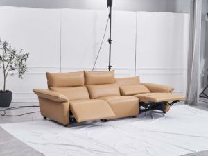 Sofá Reclinable Moderno de Tres Plazas en Cuero Genuino con Funciones de Masaje, Refrigeración y Extensión - Origen Guangdong - Product Image 3