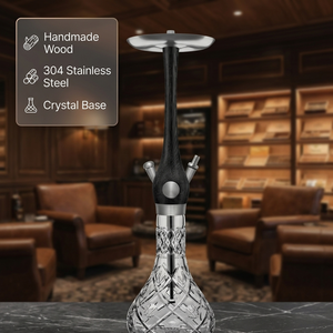 Chicha en bois avec base en verre, style Wookah haut de gamme, chicha artisanale pour salon et maison - Product Image 1