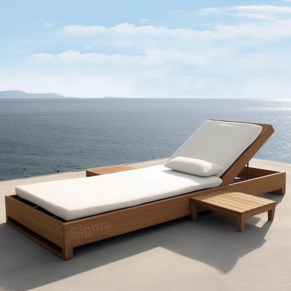 High Quality Outdoor Day Bed Garden Solid Teak Wood Leisure Chair Patio Garden Lounge Set