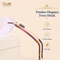 Lunettes de vue sans monture en titane pur Osicare pour femmes, lunettes rondes, style de marque de créateur, monture optique CP, bordeaux, ultra légères