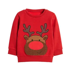 Ivy41935A Christmas Toddlers Hoodies Sweatshirts Cute Cartoon Pullover 2-8 Years Red Hoodie