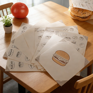 Papel encerado reutilizable a prueba de grasa con logo personalizado para restaurantes, sándwiches, hamburguesas y envoltorios de alimentos. - Product Image 1