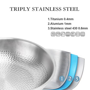 TIANXING Padella Premium in Titanio Puro con Rivestimento Antiaderente, Padella Martellata in Titanio Senza Rivestimento, Grande Wok Professionale Compatibile con Induzione - Product Image 4