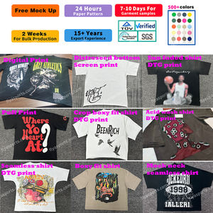 เสื้อยืดผ้าฝ้ายพิมพ์ลายสกรีนสำหรับผู้ชายเสื้อยืดแบบวินเทจเสื้อยืดทรงหลวมแบบเรียบสกรีนลายซักได้โลโก้ตามต้องการ - Product Image 5