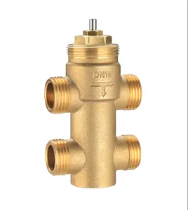 1/2 '' 3/4'' electric actuated brass fan coils control valve with 4 ports